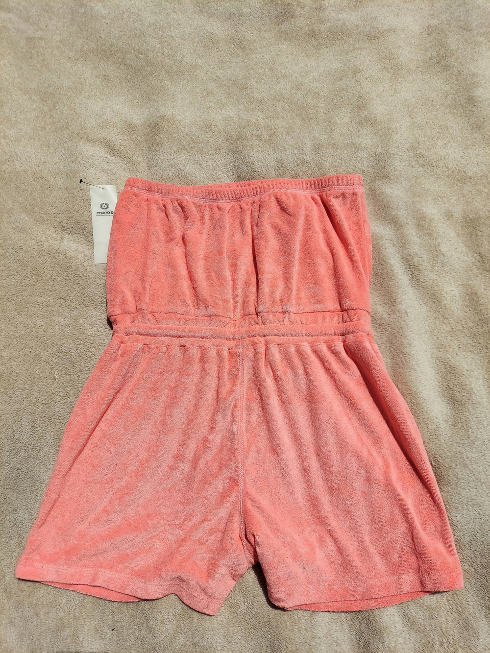 Mono B Coral Terry Strapless Romper Womens Size Smalk NWT Y2K Barbie Resortwear - Picture 6 of 7